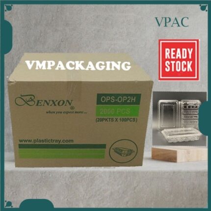[ 1 KOTAK ] OPS - OP2H -BENXON Plastic Tray [ 2000pcs+-] Bakery Disposable Plastic Clear - With Lock - 1000pcs