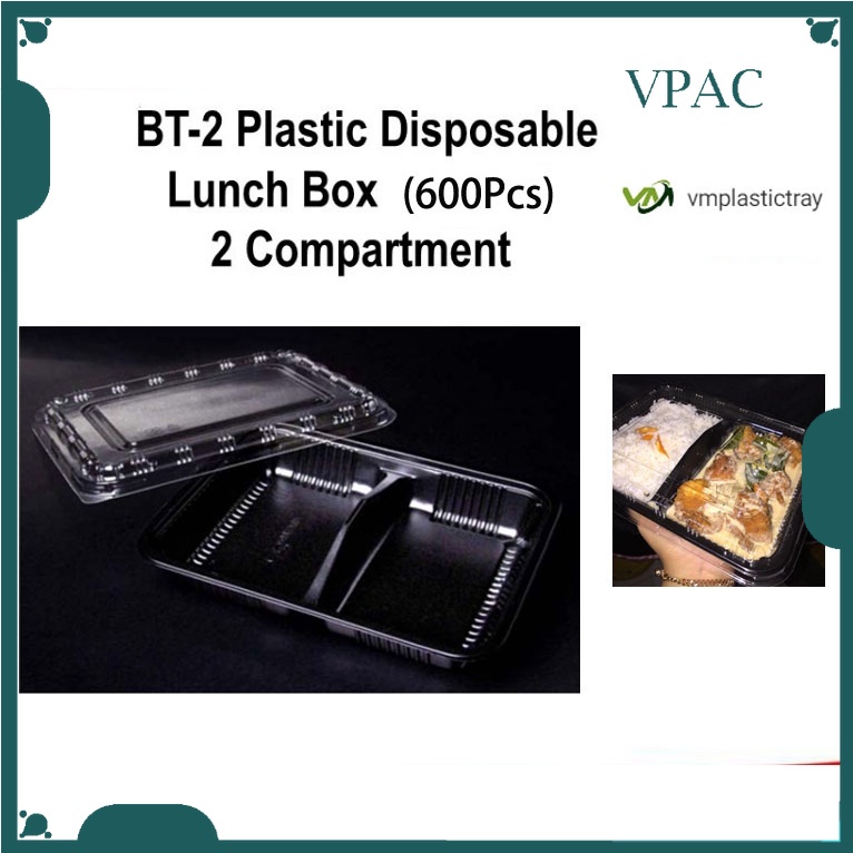 41a40fd1b52c4fb754a89a2526c51dbe BT-1 /2/3/4 Compartment Lunch Box with Lid 50pcs / Kotak Nasi 3 Petak / Disposable Lunch Box / 3 Compartment Bento Box - BT-3 RedBlack - Image 8