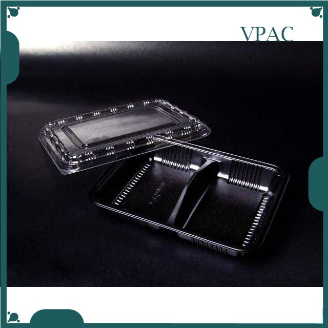 684ef6d1d4fe17508b375c5cb228e50f BT-1 /2/3/4 Compartment Lunch Box with Lid 50pcs / Kotak Nasi 3 Petak / Disposable Lunch Box / 3 Compartment Bento Box - BT-3 RedBlack - Image 4