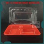 BT-1 /2/3/4 Compartment Lunch Box with Lid 50pcs / Kotak Nasi 3 Petak / Disposable Lunch Box / 3 Compartment Bento Box - BT-3 RedBlack - Image 14