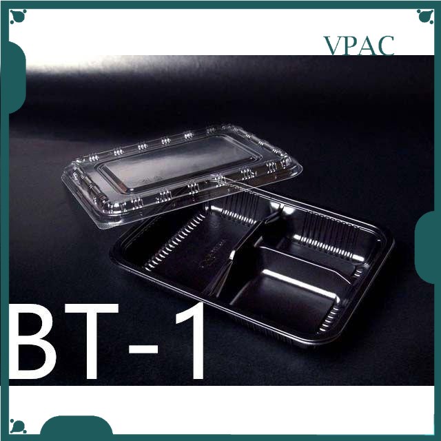 a1df062150e6892fe10568f1487cb707 BT-1 /2/3/4 Compartment Lunch Box with Lid 50pcs / Kotak Nasi 3 Petak / Disposable Lunch Box / 3 Compartment Bento Box - BT-3 RedBlack - Image 3