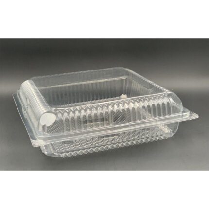 BX-124 BENXON 9" Square Cake Tray with Lock [ 50pcs± ] Bakery Disposable Plastic Clear Food Box - Cake Box - BX 124