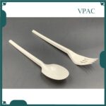 6.5" Spoon & Fork [ 50pcs± ] Sudu / Garpu Panjang White / Black Disposable Plastic Cutlery - Party - Spoon - White - Image 2