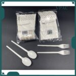 6.5" Spoon & Fork [ 50pcs± ] Sudu / Garpu Panjang White / Black Disposable Plastic Cutlery - Party - Spoon - White - Image 4