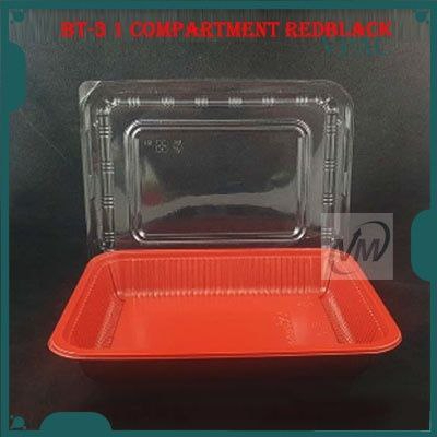 my-11134207-23010-o9bcecapz4lv2d BT-1 /2/3/4 Compartment Lunch Box with Lid 50pcs / Kotak Nasi 3 Petak / Disposable Lunch Box / 3 Compartment Bento Box - BT-3 RedBlack - Image 16