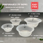 [100pcs]  4"/5"/6"/7" PP Plastic Bowl / Disposable Microwavable Hot Soup Bowl / Kenduri Party Bowl / Mangkuk Plastik 塑料碗 - 7" - B85 (100pcs)