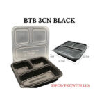 [50sets± ] BTB-3CN BTB-4C 3/4 Compartment Black Container With Lid Plastic PP Lunch Food Benxon Box Three Four Benxon - BTB-4C - Image 6