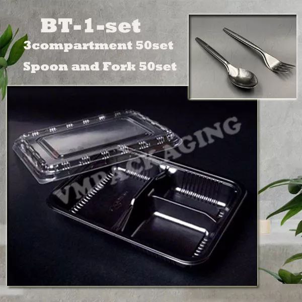 my-11134207-7r98t-ls85okje9j5031 SET BT-1 /2/3/4 Compartment Lunch Box with Lid 50pcs/Kotak Nasi 3 Petak / Disposable Lunch Box / 3 Compartment Bento Box - BT-1 SET (3 PETAK) - Image 5