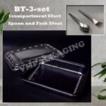SET BT-1 /2/3/4 Compartment Lunch Box with Lid 50pcs/Kotak Nasi 3 Petak / Disposable Lunch Box / 3 Compartment Bento Box - BT-1 SET (3 PETAK) - Image 7