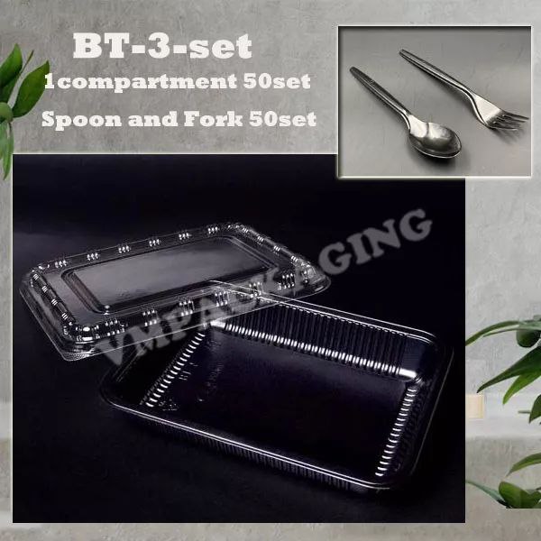 my-11134207-7r98w-ls85okjecc9w1f SET BT-1 /2/3/4 Compartment Lunch Box with Lid 50pcs/Kotak Nasi 3 Petak / Disposable Lunch Box / 3 Compartment Bento Box - BT-1 SET (3 PETAK) - Image 7