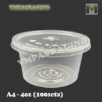 4oz PP Round Container & Lid  [ 100sets± ] ABBA A4 CB R4 Disposable Plastic PP Food Box Thick Bekas Dadih CBware - ABBAware A4