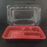 BT-1 /2/3/4 Compartment Lunch Box with Lid 50pcs / Kotak Nasi 3 Petak / Disposable Lunch Box / 3 Compartment Bento Box - BT-3 RedBlack - Image 17