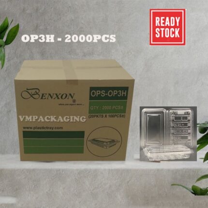 【1 Carton】OP3H Benxon OP-3H Plastic Tray Bakery Disposable Plastic Clear Food Box - Bekas Makanan - BENXON OP3H Ctn