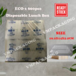 PP microwavable Lunch Box 600pcs-ctn Disposable Plastic Food Box - Bekas Kotak Nasi Plastik - Lemak - Biodegradable - ECO1-1bag/600s - Image 2