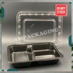 BT-1 /2/3/4 Compartment Lunch Box with Lid 50pcs / Kotak Nasi 3 Petak / Disposable Lunch Box / 3 Compartment Bento Box - BT-3 RedBlack - Image 2