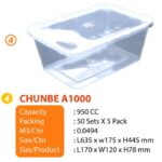 CB Ware [50sets]A500 A650 A750 A1000 A1500 Chunbe Rectangular Microwave Food Container With Lid / Kotak Plastik Nasi Kek - A500 (500ml, 50 pcs) - Image 9