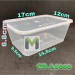 CHUNBE CB WARE A1000 (5 X 50set)1000 Rectangular Microwave Container With Lid / PP Disposable Container - 950ml - Image 2