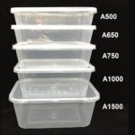 CB Ware [50sets]A500 A650 A750 A1000 A1500 Chunbe Rectangular Microwave Food Container With Lid / Kotak Plastik Nasi Kek - A500 (500ml, 50 pcs)