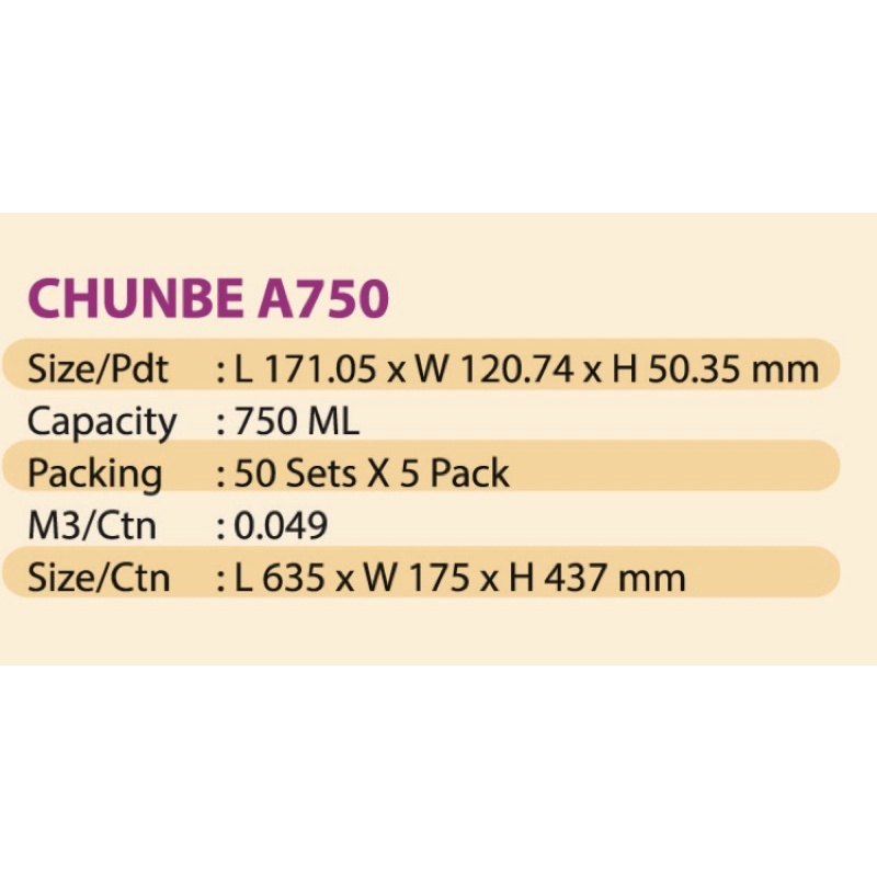 sg-11134201-7rbkx-lmzyhanr0kz962 CHUNBE CB WARE A750 (5 X 50set) 750 Rectangular Microwave Container With Lid / PP Disposable Container - 710ml - Image 4