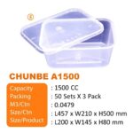 CB Ware [50sets]A500 A650 A750 A1000 A1500 Chunbe Rectangular Microwave Food Container With Lid / Kotak Plastik Nasi Kek - A500 (500ml, 50 pcs) - Image 10