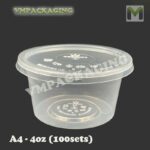 4oz PP Round Container & Lid  [ 100sets± ] ABBA A4 CB R4 Disposable Plastic PP Food Box Thick Bekas Dadih CBware - ABBAware A4 - Image 5