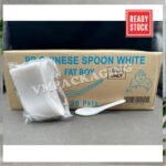 5" Chinese Spoon - 5" Spoon - White ( 2400pcs ) Fat Boy Disposable Plastic Cutlery - Sudu Pendek Kotak Nasi 5 " - white