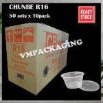 CHUNBE CB WARE R16 (10 X 50set)(500set) 16oz Round Microwave Container / Food Container With Lid 16 oz