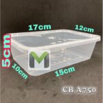 CHUNBE CB WARE A750 (5 X 50set) 750 Rectangular Microwave Container With Lid / PP Disposable Container - 710ml - Image 2