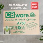 CHUNBE CB WARE A750 (5 X 50set) 750 Rectangular Microwave Container With Lid / PP Disposable Container - 710ml