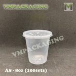 8oz PP Round Container [ 100pcs± ] ABBA A8 - Disposable Plastic Food Container (Bekas Jelly /Dadih) - Thick