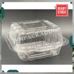 OPS-C10 BENXON Burger Box Tray with Lock [ 100pcs± ] Bakery Disposable Plastic Clear Food Box - Big Burger Box - OPS C10