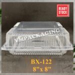 BX-122 BENXON 7" Square Cake Tray with Lock [ 50pcs± ] Bakery Disposable Plastic Clear Food Box - Cake Box - BX 122