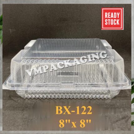 BX-122 BENXON 7" Square Cake Tray with Lock [ 50pcs± ] Bakery Disposable Plastic Clear Food Box - Cake Box - BX 122