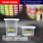 BEKAS DADIH / 8oz 4oz 2oz PP Round Plastic Container 100pcs ( Bekas Jeli / Bekas Dadih) JELLY CHEAPEST! BEST pk8 pk4 pk2 - 8oz PK8/EC8 50set