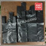 VM - Quality Black Singlet Bag - Thick Handle Bag / Beg Plastik Tebal / T-Shirt Bag Hitam - 250gm± - 12" x 15" - 250gm±