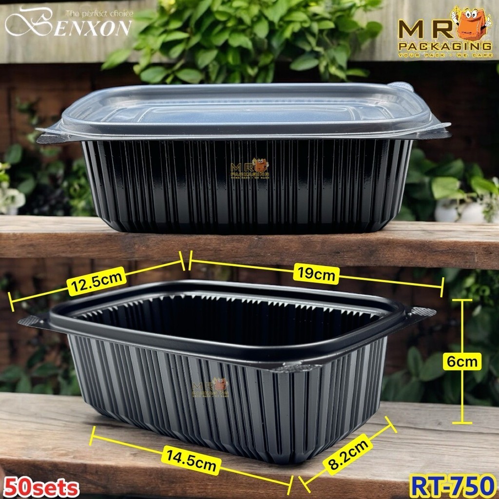 sg-11134201-7rdvg-md7k29wsdtiv8f Benxon RT-750 RT-1000 Rectangular Container & Lid ( 50sets± ) Disposable Plastic PP Food Bento Lunch Box RT 500 650 750 - RT-1000 Black - Image 15
