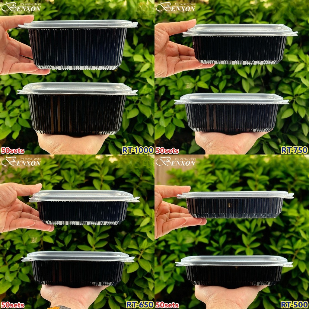 sg-11134201-7rdvl-md7k283l18i6bb Benxon RT-750 RT-1000 Rectangular Container & Lid ( 50sets± ) Disposable Plastic PP Food Bento Lunch Box RT 500 650 750 - RT-1000 Black - Image 9