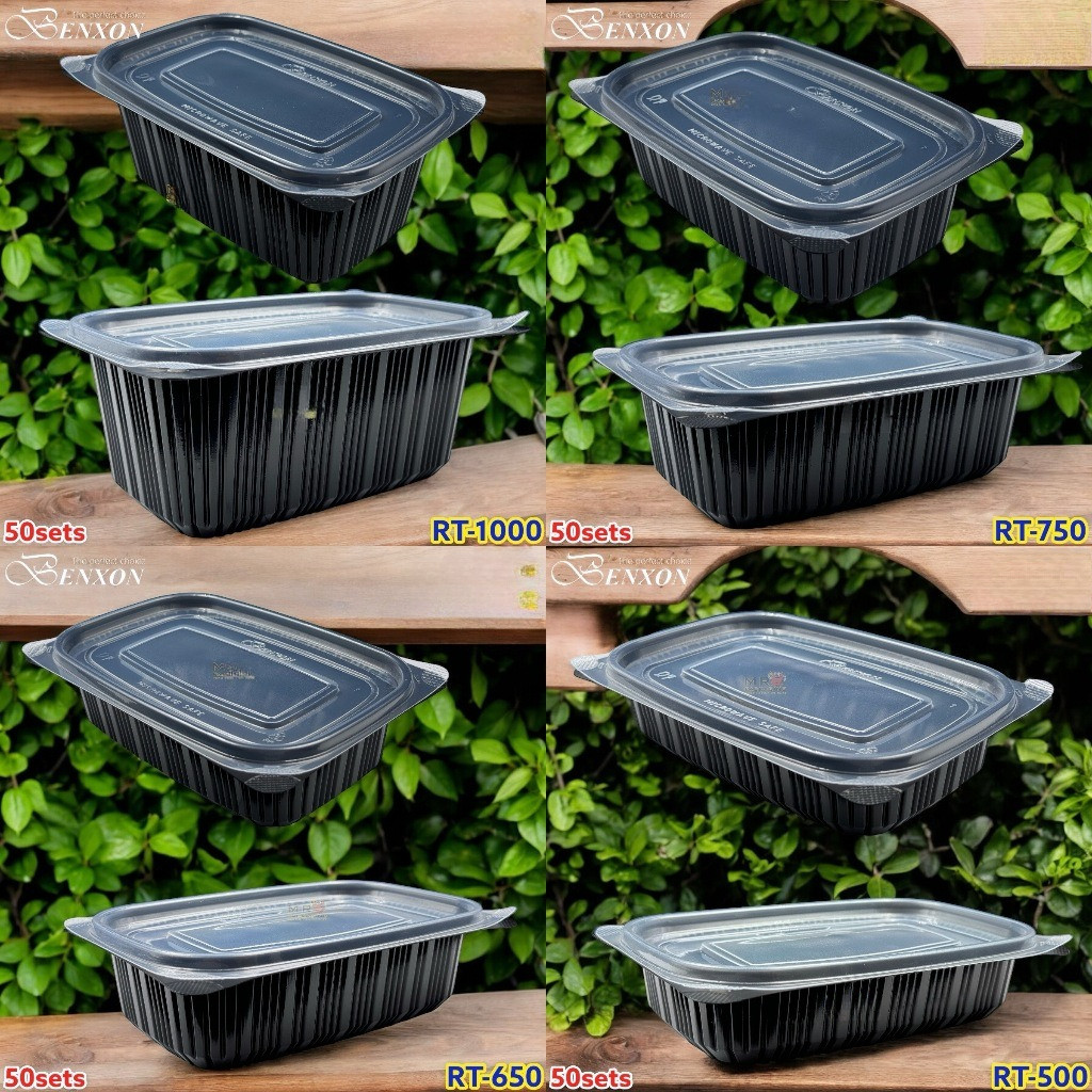 sg-11134201-7rdvq-md7k27a68a0n0b Benxon RT-750 RT-1000 Rectangular Container & Lid ( 50sets± ) Disposable Plastic PP Food Bento Lunch Box RT 500 650 750 - RT-1000 Black - Image 7