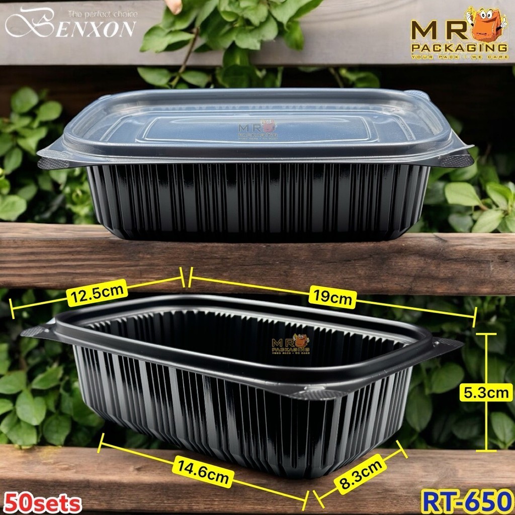 sg-11134201-7rdvt-md7k2a6hzn8433 Benxon RT-750 RT-1000 Rectangular Container & Lid ( 50sets± ) Disposable Plastic PP Food Bento Lunch Box RT 500 650 750 - RT-1000 Black - Image 16