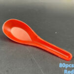 Chinese Spoon - 5" Spoon - Green White Black Purple Red Yellow -  Disposable Plastic Cutlery - Sudu Pendek Kotak Nasi - white - Image 13