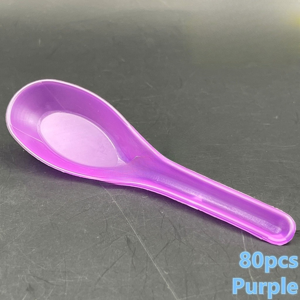 sg-11134201-7rdwi-md7i9u6x0ek759 Chinese Spoon - 5" Spoon - Green White Black Purple Red Yellow -  Disposable Plastic Cutlery - Sudu Pendek Kotak Nasi - white - Image 8
