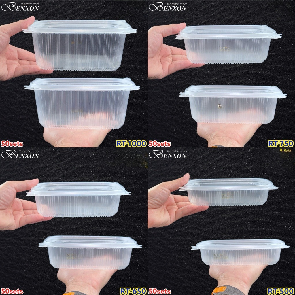 sg-11134201-7rdx5-md7k26hvf58c41 Benxon RT-750 RT-1000 Rectangular Container & Lid ( 50sets± ) Disposable Plastic PP Food Bento Lunch Box RT 500 650 750 - RT-1000 Black - Image 5
