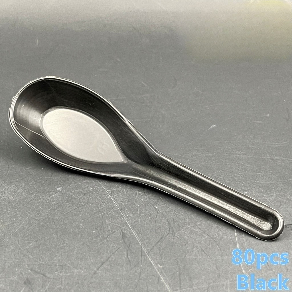 sg-11134201-7rdxh-md7i9ux9z8e8ae Chinese Spoon - 5" Spoon - Green White Black Purple Red Yellow -  Disposable Plastic Cutlery - Sudu Pendek Kotak Nasi - white - Image 12