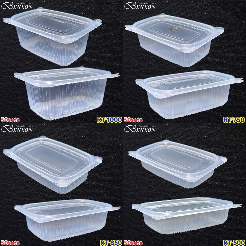 sg-11134201-7rdxu-md7k25qyh4op14 Benxon RT-750 RT-1000 Rectangular Container & Lid ( 50sets± ) Disposable Plastic PP Food Bento Lunch Box RT 500 650 750 - RT-1000 Black - Image 3