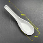 Chinese Spoon - 5" Spoon - Green White Black Purple Red Yellow -  Disposable Plastic Cutlery - Sudu Pendek Kotak Nasi - white - Image 4