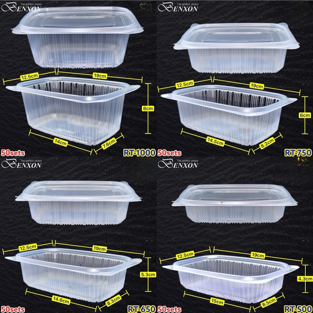 sg-11134201-7rdy5-md7k264jx81s2a Benxon RT-750 RT-1000 Rectangular Container & Lid ( 50sets± ) Disposable Plastic PP Food Bento Lunch Box RT 500 650 750 - RT-1000 Black - Image 4