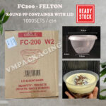 [ 1 KOTAK -1000sets] FC200 (200ml) - Round PP Container, Microwave Safe PP Container with Lid, Felton Round PP Containe
